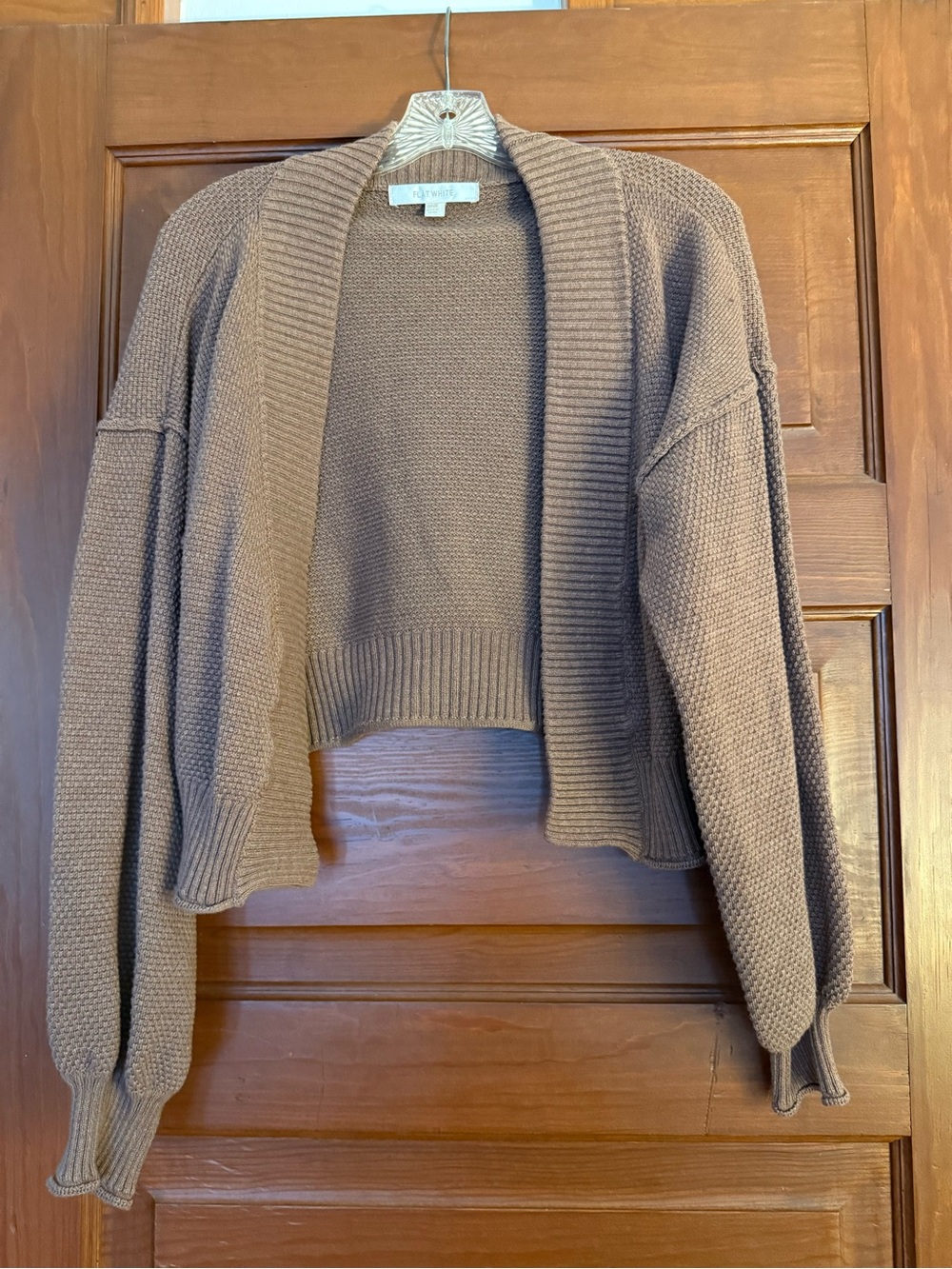 Anthropologie Flat White Caslon Cropped Open-Front Knit Cardigan - Mauve